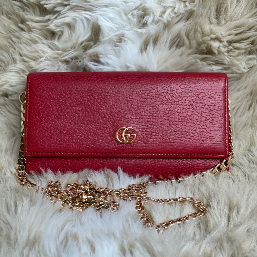 GUCCI Red Marmont GG Leather Wallet